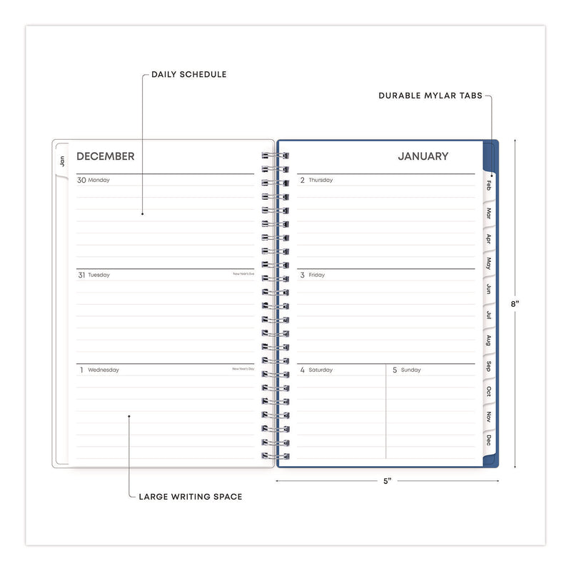 Savoy Cool Weekly/Monthly Planner, Abstract Artwork, 8 x 5, Blue/Silver Cover, 12-Month (Jan to Dec): 2025 (BLS14876325) Each