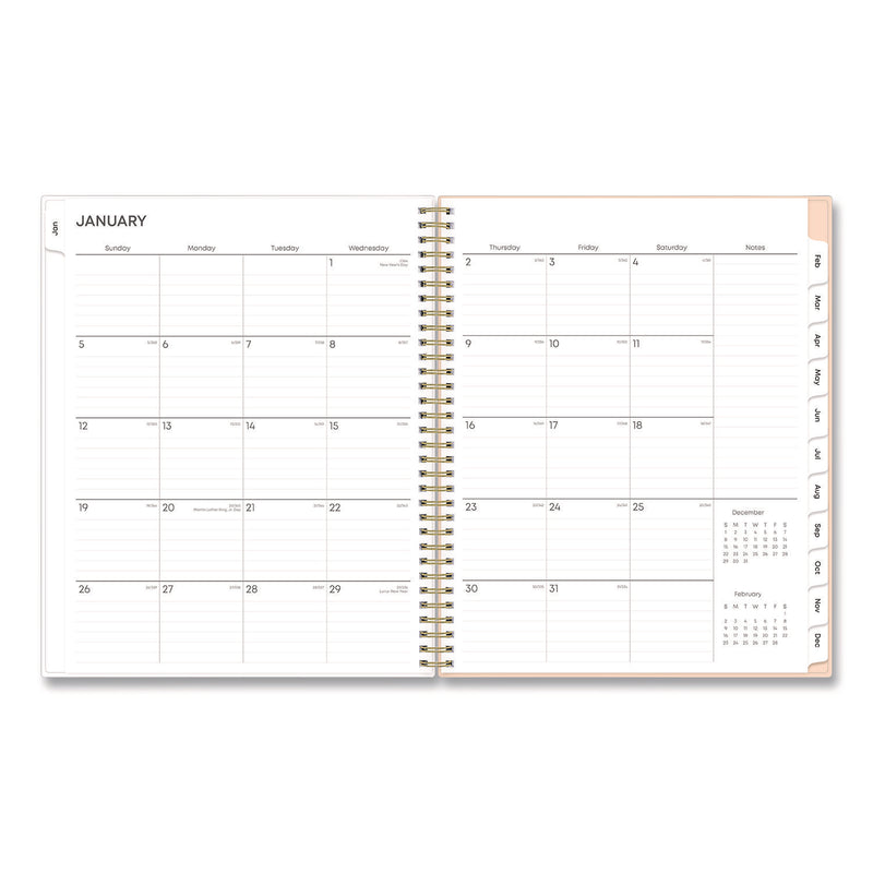 Natalya Weekly/Monthly Planner, Abstract Artwork, 11 x 8.5, Peach-Pink/White Cover, 12-Month (Jan to Dec): 2025 (BLS14876425) Each