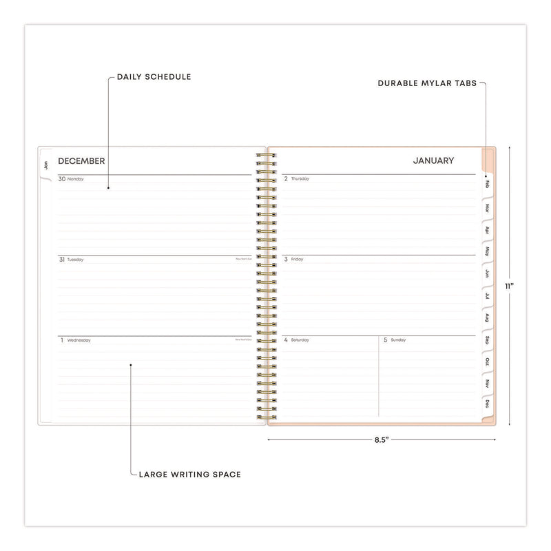 Natalya Weekly/Monthly Planner, Abstract Artwork, 11 x 8.5, Peach-Pink/White Cover, 12-Month (Jan to Dec): 2025 (BLS14876425) Each