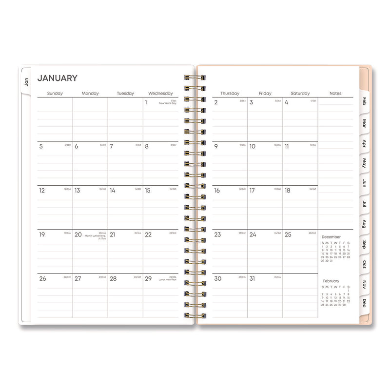 Natalya Weekly/Monthly Planner, Abstract Artwork, 8 x 5, Peach-Pink/White Cover, 12-Month (Jan to Dec): 2025 (BLS14876925) Each