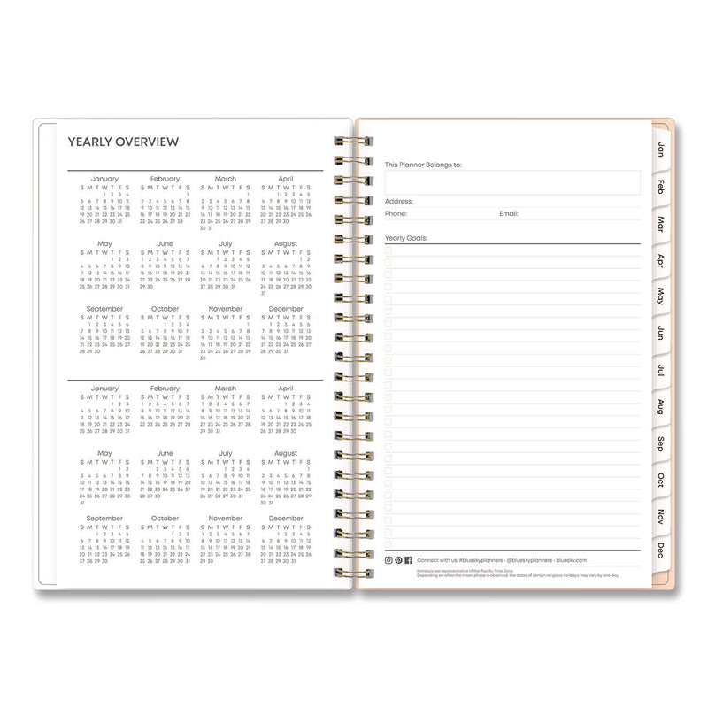 Natalya Weekly/Monthly Planner, Abstract Artwork, 8 x 5, Peach-Pink/White Cover, 12-Month (Jan to Dec): 2025 (BLS14876925) Each