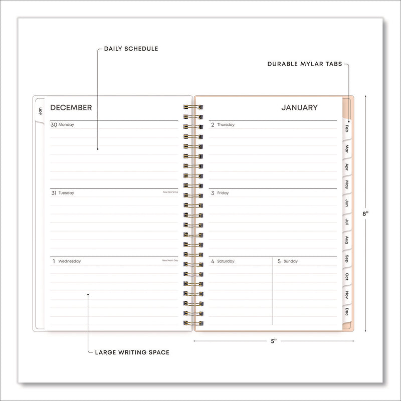 Natalya Weekly/Monthly Planner, Abstract Artwork, 8 x 5, Peach-Pink/White Cover, 12-Month (Jan to Dec): 2025 (BLS14876925) Each
