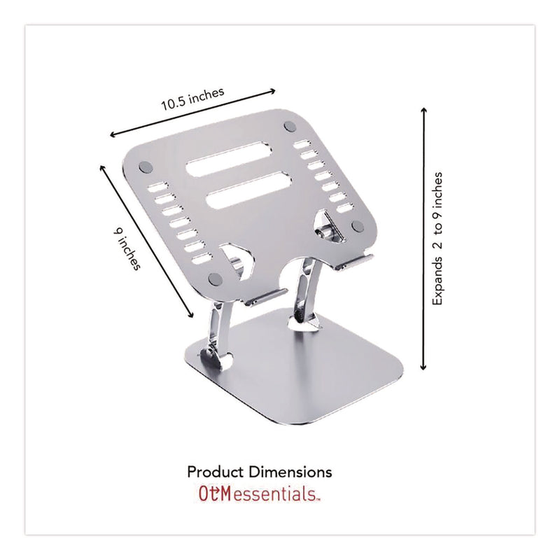 OTM Essentials™ Adjustable Laptop Riser Stand, 10.62" x 9" x 1.5" to 5", Silver (CELOBA2A) Each