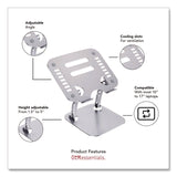 OTM Essentials™ Adjustable Laptop Riser Stand, 10.62" x 9" x 1.5" to 5", Silver (CELOBA2A) Each