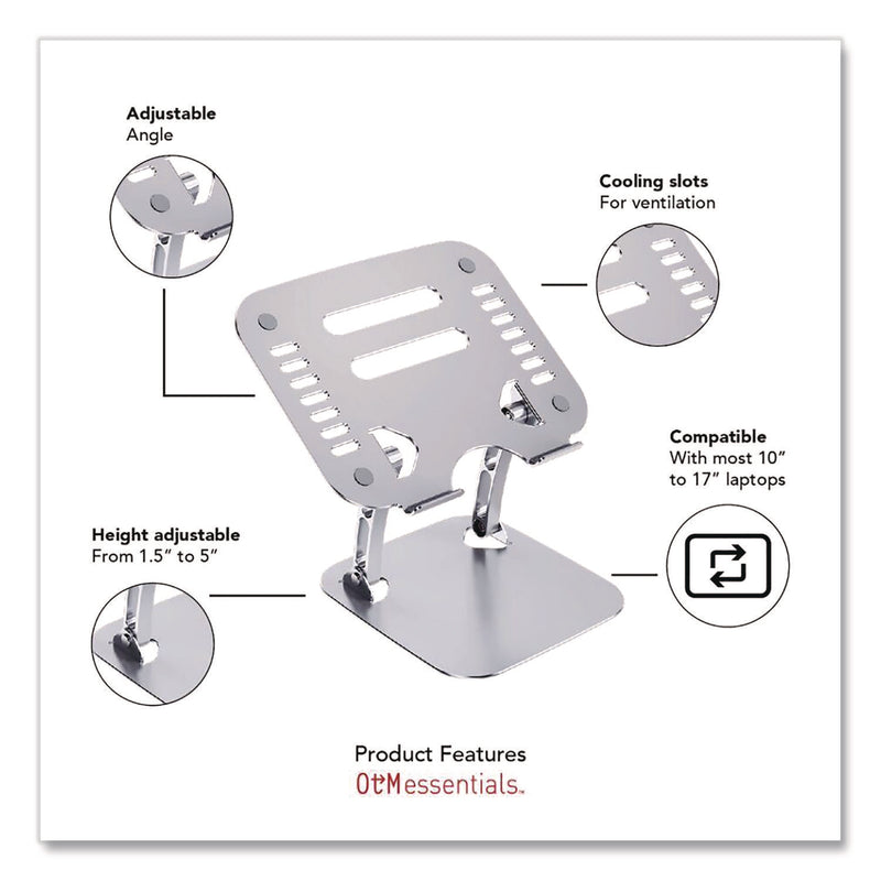 OTM Essentials™ Adjustable Laptop Riser Stand, 10.62" x 9" x 1.5" to 5", Silver (CELOBA2A) Each