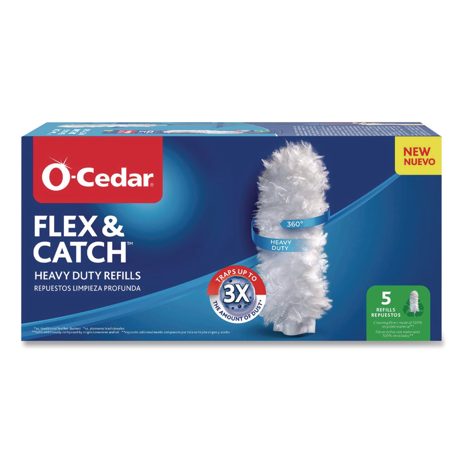 O-Cedar® Flex and Catch Duster Heavy-Duty Refills, Polyester, White, 5 ...