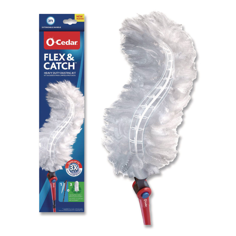 O-Cedar® Flex and Catch Heavy-Duty Dusting Kit, 1 Duster Wand and 3 Refills (FHD172148EA) Each