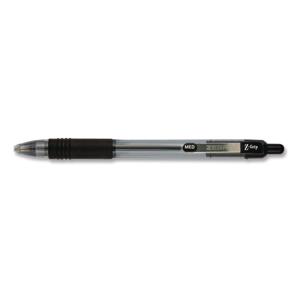 Zebra® Z-Grip Ballpoint Pen, Retractable, Medium, 1 mm, Black Ink, Clear/Black Barrel, 96/Pack (ZEB22196) Pack of 96