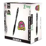 Zebra® Z-Grip Ballpoint Pen, Retractable, Medium, 1 mm, Black Ink, Clear/Black Barrel, 96/Pack (ZEB22196) Pack of 96