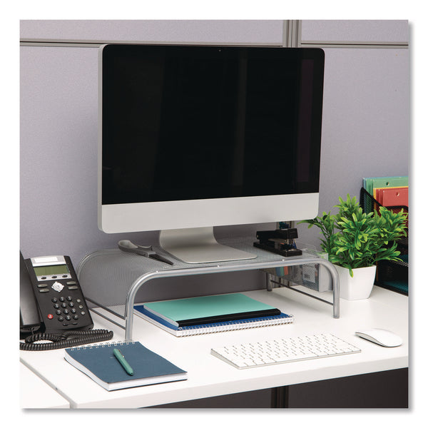 Mind Reader Metal Mesh Monitor Stand, For Up to 22" Monitors, 19" x 10.5" x 5.5", Silver, Supports 25 lb (EMSMESHMSIL) Each