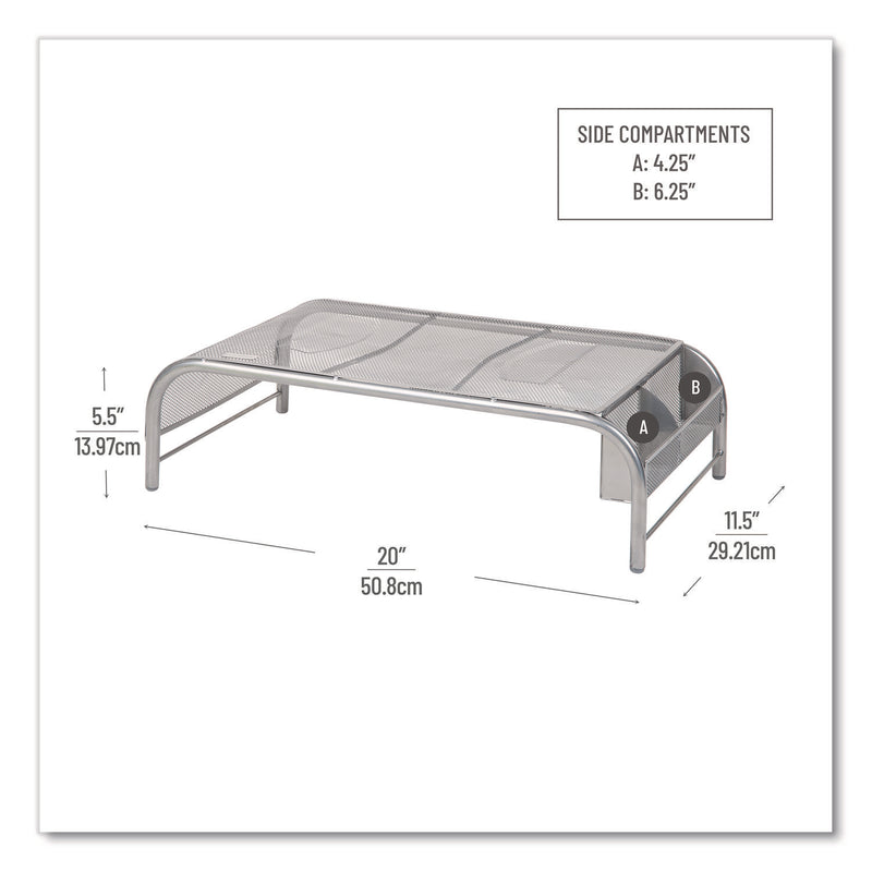 Mind Reader Metal Mesh Monitor Stand, For Up to 22" Monitors, 19" x 10.5" x 5.5", Silver, Supports 25 lb (EMSMESHMSIL) Each