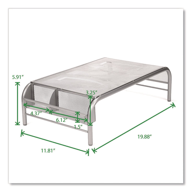 Mind Reader Metal Mesh Monitor Stand, For Up to 22" Monitors, 19" x 10.5" x 5.5", Silver, Supports 25 lb (EMSMESHMSIL) Each