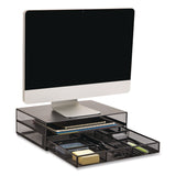 Mind Reader Multi-Tier Monitor Stand with 25-Piece Office Supplies Starter Pack, 15.75" x 11.75" x 4.5", Black, Supports 30 lb (EMSMONSETBLK) Each
