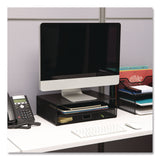 Mind Reader Multi-Tier Monitor Stand with 25-Piece Office Supplies Starter Pack, 15.75" x 11.75" x 4.5", Black, Supports 30 lb (EMSMONSETBLK) Each