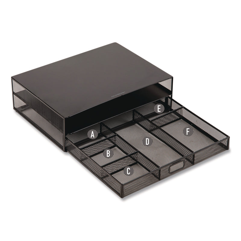 Mind Reader Multi-Tier Monitor Stand with 25-Piece Office Supplies Starter Pack, 15.75" x 11.75" x 4.5", Black, Supports 30 lb (EMSMONSETBLK) Each