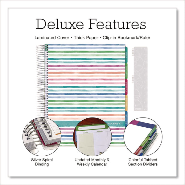 Global Printed Products Deluxe Teacher's Academic Planner, Weekly/Monthly, Seven Class Period per Two-Page Spread, 11 x 8.5, Multicolor Rainbow Cover (GPUDTP0001U22S) Each