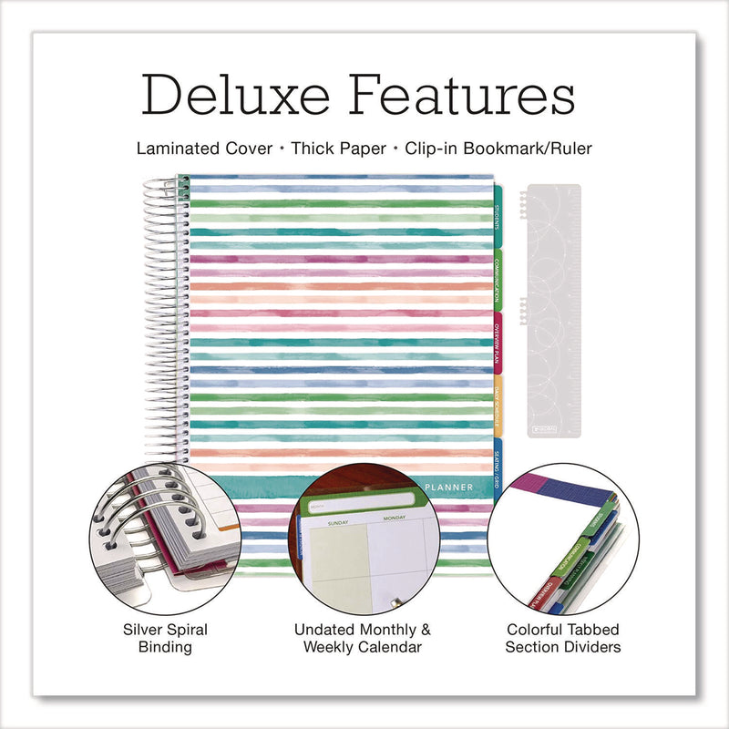 Global Printed Products Deluxe Teacher's Academic Planner, Weekly/Monthly, Seven Class Period per Two-Page Spread, 11 x 8.5, Multicolor Rainbow Cover (GPUDTP0001U22S) Each