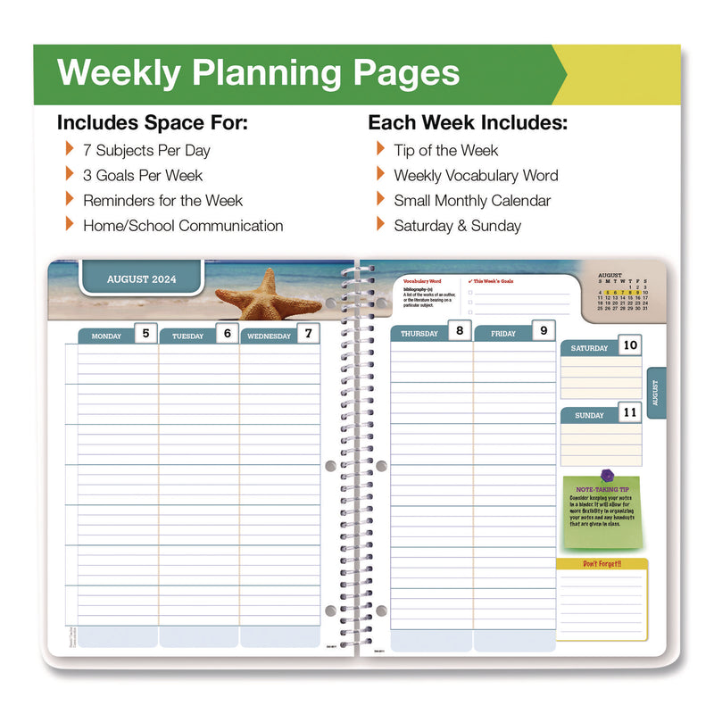 Global Printed Products Chalkboard Doodles Weekly/Monthly Student Planner, Academic Artwork, 11 x 8.5, Multicolor Cover, 11-Month: Aug 2024-June 2025 (GPUSC24SM8511S) Each