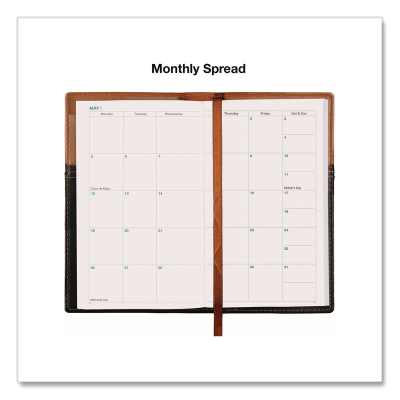 Global Printed Products Deluxe Weekly/Monthly Pocket Planner, 6 x 3.5, Black/Brown Two-Tone Cover, 14-Month: Nov 2024 to Dec 2025 (GPUSPLS25BRN36) Each