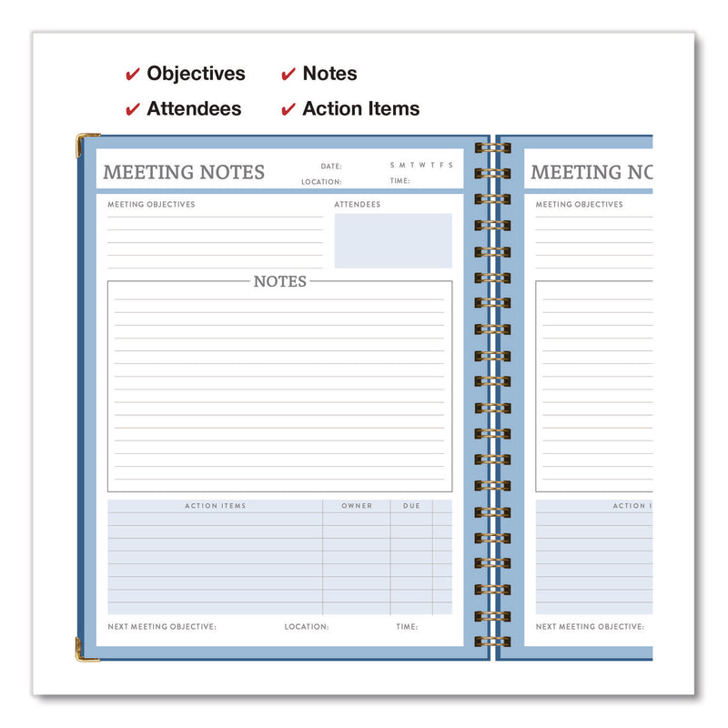 Global Printed Products Meeting Notes Book, Space for Up to 159 Meetings, Meeting-Minutes/Notes Format, Blue/Gold Cover, (80) 11 x 8.5 Sheets (GPUSPLS0118BL) Each
