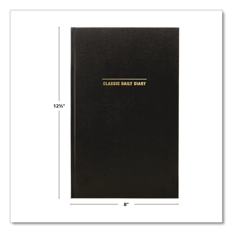 Global Printed Products Classic Hardbound Daily Planner, 12.5 x 8, Black/Gold Cover, 12-Month (Jan to Dec): 2025 (GPUSPLSSDCY25BK) Each