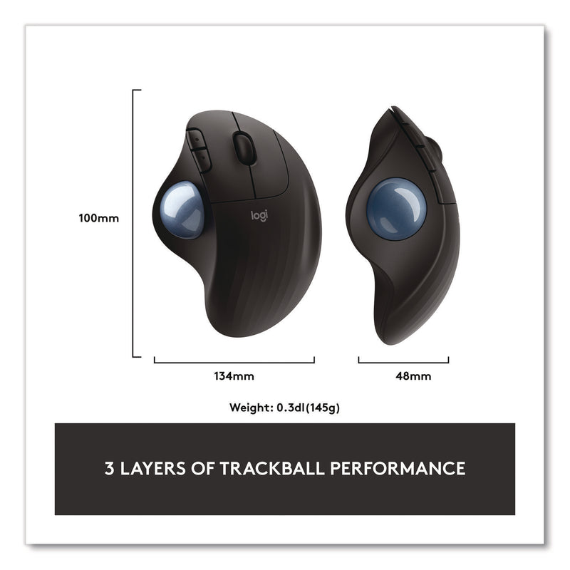 Logitech® Ergo M575 Trackball, Black, 33 ft, Right Hand Use, Black (LOG910005869) Each