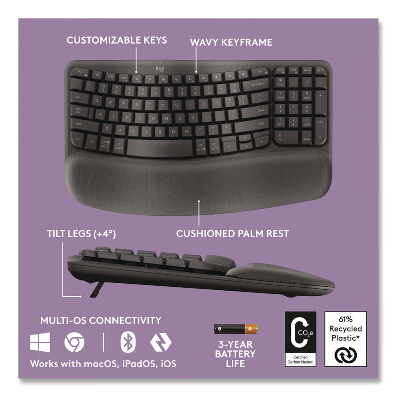 Logitech® ERGO Wave Keyboard for Business, Graphite (LOG920011898) Each