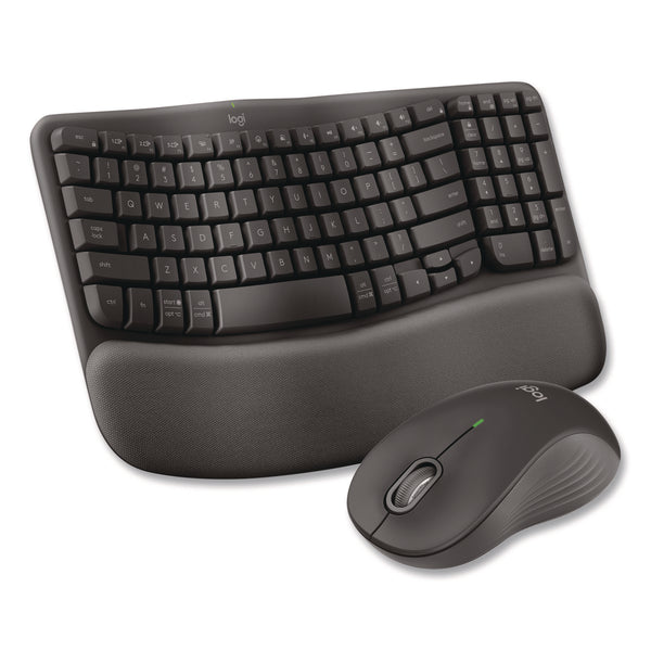 Logitech® Wave MK670 Wireless Ergonomic Keyboard and Signature M550L Mouse Combo, 2.4 GHz, Frequency/33 ft Wireless Range, Graphite (LOG920012059) Each