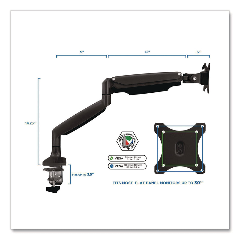 MOUNT-IT! Single Monitor Gas-Spring Mounting Arm, For 13" to 32" Monitors, 360 Degree Rotation, +/-45 Degree Tilt, Black, Supports 20lb (MNIMI1771BLACK) Each