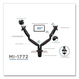 MOUNT-IT! Dual Monitor Gas-Spring Mounting Arm, For 13" to 32" Monitors, 360 Degree Rotation, +/-45 Degree Tilt, Black, Supports 20 lb (MNIMI1772BLACK) Each