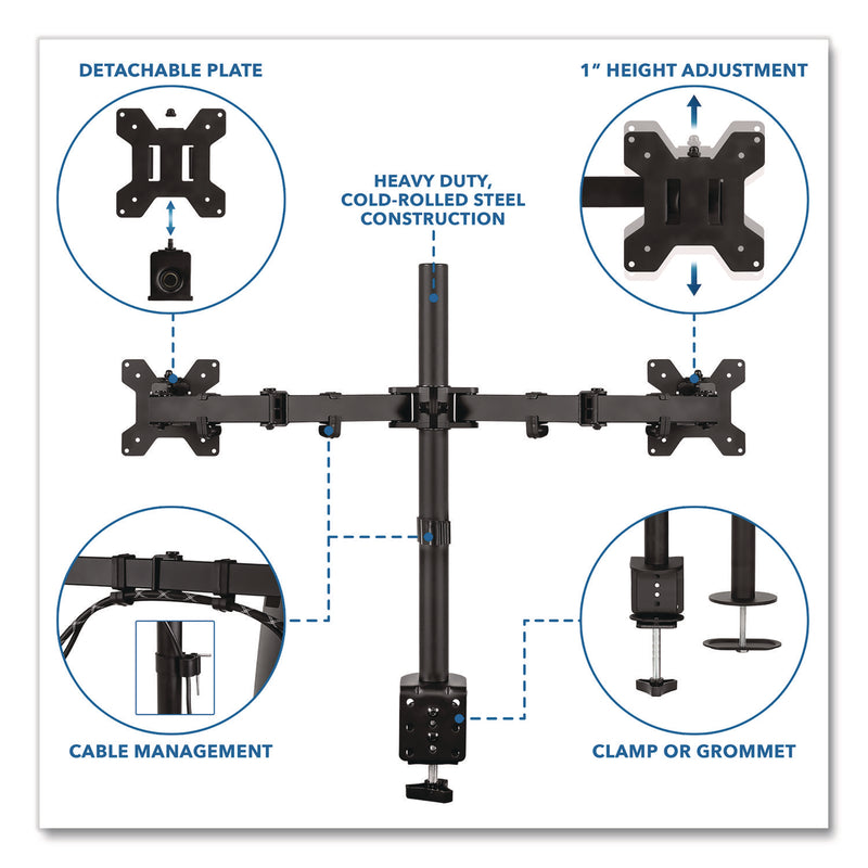 MOUNT-IT! Full Motion Dual Monitor Desktop Mount, For 17" to 27" Monitors, 360 Degree Rotation, +/-90 Degree Tilt, Black, Supports 22lb (MNIMI2752) Each