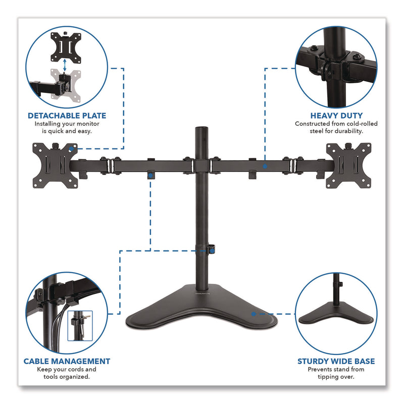 MOUNT-IT! Dual Monitor Desk Stand, For 19" to 32" Monitors, 36.4" x 11" x 18.3", Black, Supports 17.6 lb (MNIMI2781) Each