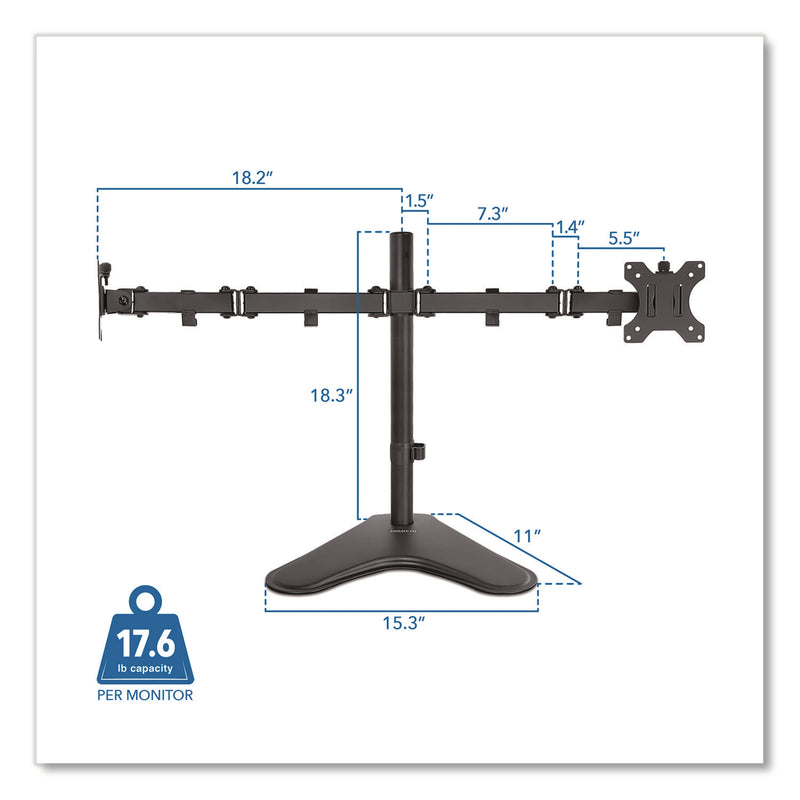 MOUNT-IT! Dual Monitor Desk Stand, For 19" to 32" Monitors, 36.4" x 11" x 18.3", Black, Supports 17.6 lb (MNIMI2781) Each