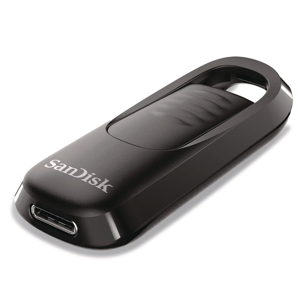 SanDisk® Ultra Slider USB 3.2 Type C Flash Drive, 128 GB, Black (SDISDCZ480128GA) Each