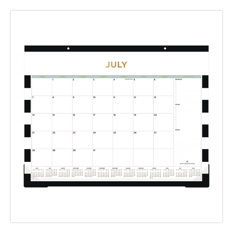 Day Designer Rugby Stripe Academic Year Desk Pad Calendar, 22 x 17, White/Black Sheets, 12-Month (July to June): 2024 to 2025 (BLS138443A25) Each