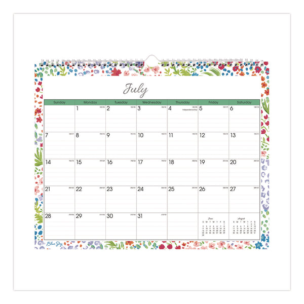 Ditsy Dapple Light Academic Wall Calendar, Floral Artwork, 15 x 12, White/Multicolor Sheets, 12-Month (July-June): 2024-2025 (BLS148669A25) Each
