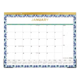 Blue Sky® Tile Desk Pad Calendar, Geometric Artwork, 22 x 17, White Sheets, Gold Headband, Clear Corners, 12-Month (Jan to Dec): 2025 (BLS13369425) Each