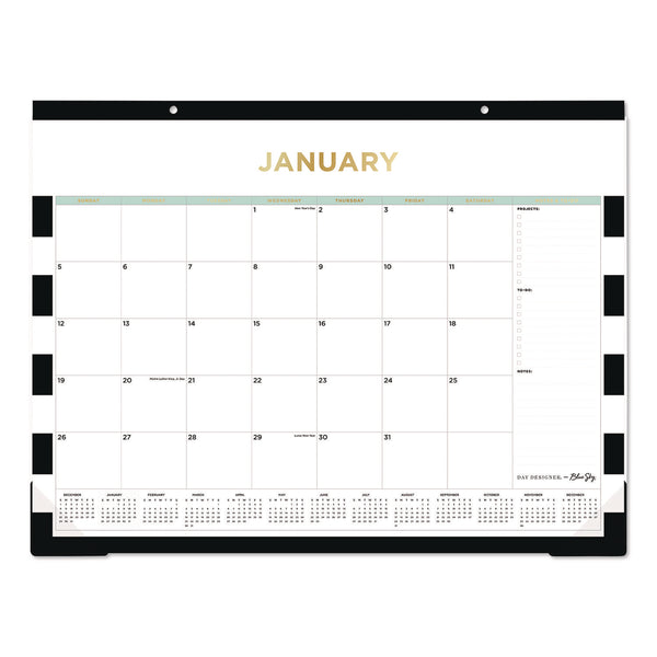 Blue Sky® Day Designer Rugby Stripe Desk Pad Calendar, 22 x 17, White/Black Sheets, 12-Month (Jan to Dec): 2025 (BLS14389525) Each