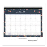 Ashlyn Desk Pad Calendar, Floral Artwork, 22 x 17, White/Blue/Pink Sheets, Black Headband, 12-Month (Jan to Dec): 2025 (BLS14861825) Each