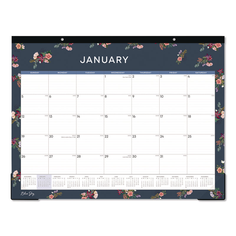 Ashlyn Desk Pad Calendar, Floral Artwork, 22 x 17, White/Blue/Pink Sheets, Black Headband, 12-Month (Jan to Dec): 2025 (BLS14861825) Each