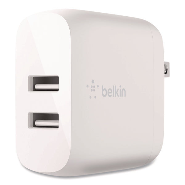 Belkin® BOOST CHARGE Dual USB-A Wall Charger, White (BLKWCB002DQWH) Each