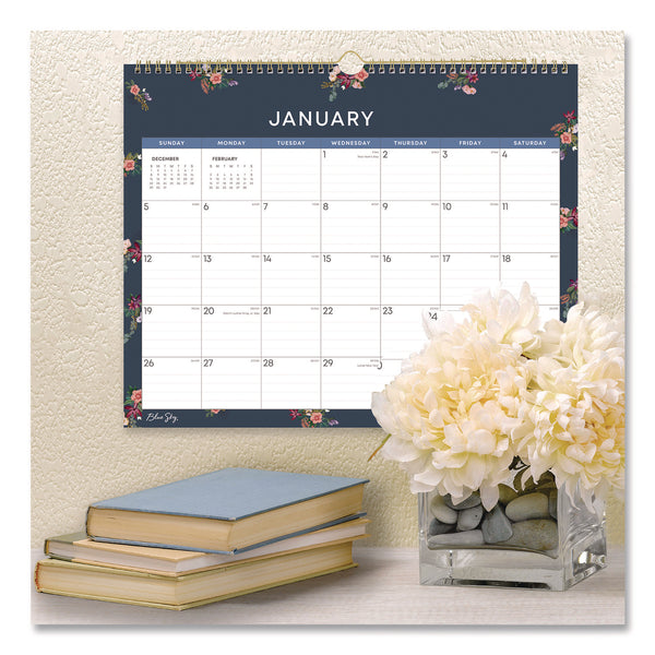Ashlyn Monthly Wall Calendar, Floral Artwork, 15 x 12, White/Blue/Pink Sheets, 12-Month (Jan to Dec): 2025 (BLS14861725) Each