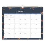 Ashlyn Monthly Wall Calendar, Floral Artwork, 15 x 12, White/Blue/Pink Sheets, 12-Month (Jan to Dec): 2025 (BLS14861725) Each