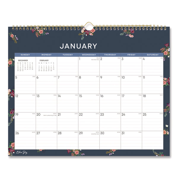 Ashlyn Monthly Wall Calendar, Floral Artwork, 15 x 12, White/Blue/Pink Sheets, 12-Month (Jan to Dec): 2025 (BLS14861725) Each