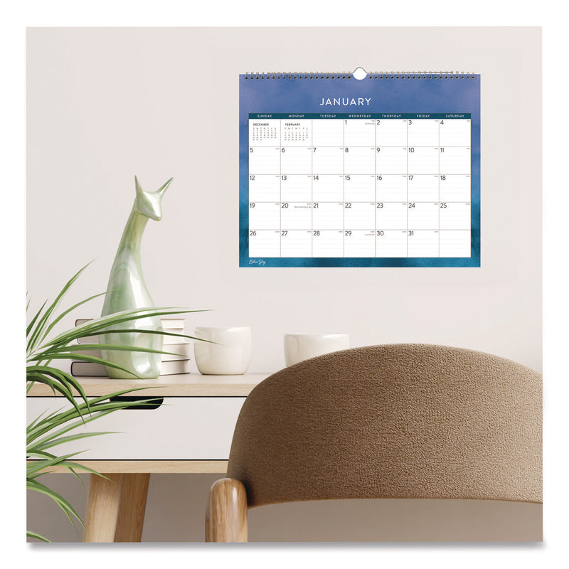 Savoy Cool Monthly Wall Calendar, Abstract Artwork, 15 x 12, White/Blue Sheets, 12-Month (Jan to Dec): 2025 (BLS14877025) Each