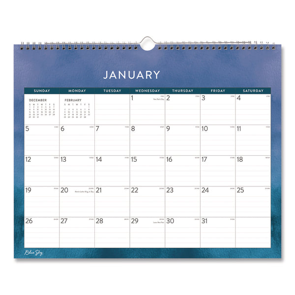 Savoy Cool Monthly Wall Calendar, Abstract Artwork, 15 x 12, White/Blue Sheets, 12-Month (Jan to Dec): 2025 (BLS14877025) Each