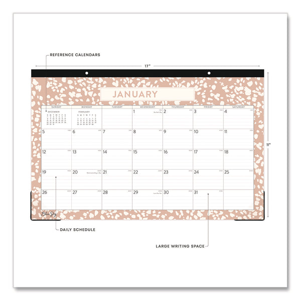 Blue Sky® Natalya Desk Pad Calendar, Abstract Artwork, 17 x 11, White/Peach Sheets, Black Headband, 12-Month (Jan to Dec): 2025 (BLS14877125) Each