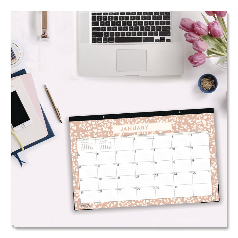 Natalya Desk Pad Calendar, Abstract Artwork, 17 x 11, White/Peach Sheets, Black Headband, 12-Month (Jan to Dec): 2025 (BLS14877125) Each