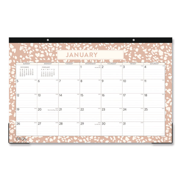 Blue Sky® Natalya Desk Pad Calendar, Abstract Artwork, 17 x 11, White/Peach Sheets, Black Headband, 12-Month (Jan to Dec): 2025 (BLS14877125) Each