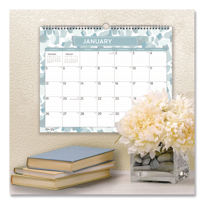 Amitza Blue Monthly Wall Calendar, Abstract Artwork, 15 x 12, White/Blue/Gray Sheets, 12-Month (Jan to Dec): 2025 (BLS14877225) Each